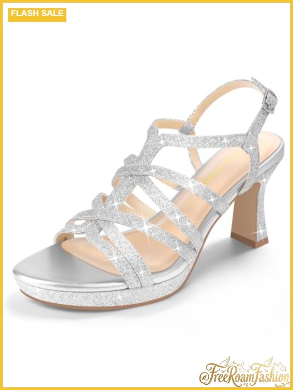 Women's Platform Block Heel Ankle Strap Open Toe Faux Leather Dress Sandals